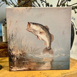 Vintage inspired Bass fish canvas art print