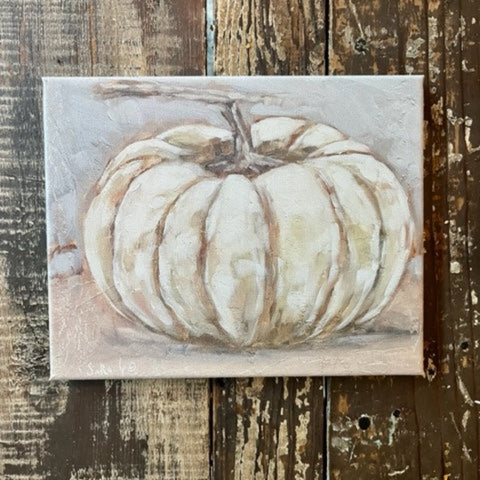 White pumpkin canvas art print