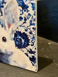 Bunny with blue and white background canvas art print