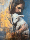 Jesus holding a Lamb Christian canvas art print