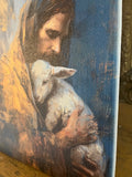 Jesus holding a Lamb Christian canvas art print