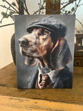 Hound dog portrait, whimsical canvas art print