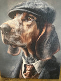 Hound dog portrait, whimsical canvas art print