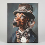 Dachshund dog portrait, whimsical canvas art print