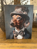 Dachshund dog portrait, whimsical canvas art print