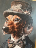 Dachshund dog portrait, whimsical canvas art print