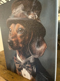 Dachshund dog portrait, whimsical canvas art print