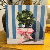 Blue and White Floral Canvas Art Print, Topiary painting