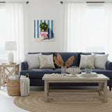 Blue and White Floral Canvas Art Print, Topiary painting