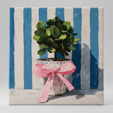 Blue and White Floral Canvas Art Print, Topiary painting