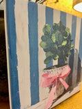 Blue and White Floral Canvas Art Print, Topiary painting