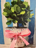 Blue and White Floral Canvas Art Print, Topiary painting