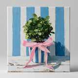 Blue and White Floral Canvas Art Print, Topiary painting