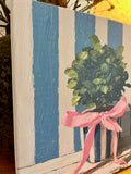 Blue and White Floral Canvas Art Print, Topiary painting