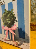 Blue and White Floral Canvas Art Print, Topiary painting
