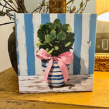 Blue and White Floral Canvas Art Print, Topiary painting