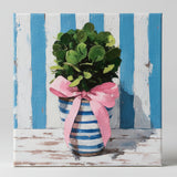 Blue and White Floral Canvas Art Print, Topiary painting