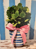 Blue and White Floral Canvas Art Print, Topiary painting