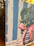 Blue and White Floral Canvas Art Print, Topiary painting