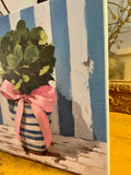 Blue and White Floral Canvas Art Print, Topiary painting