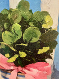 Blue and White Floral Canvas Art Print, Topiary painting
