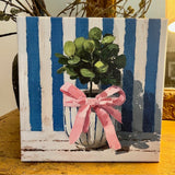 Blue and White Floral Canvas Art Print, Topiary painting