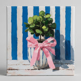 Blue and White Floral Canvas Art Print, Topiary painting
