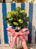 Blue and White Floral Canvas Art Print, Topiary painting