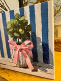 Blue and White Floral Canvas Art Print, Topiary painting