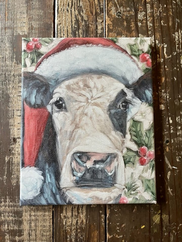 Santa Claus Cow canvas art print