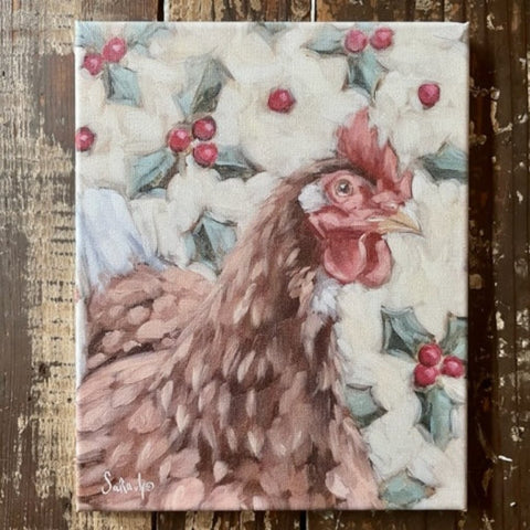 Christmas chicken canvas art print