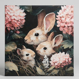 Bunnies in pink flowers