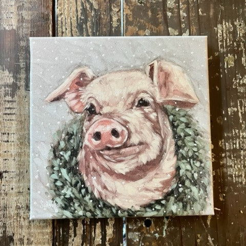 Christmas pig canvas art print