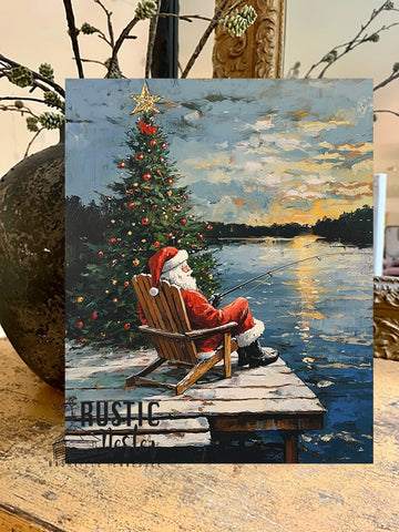 Santa Claus fishing canvas art print