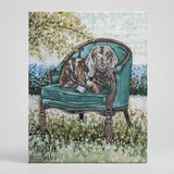 Goat in a chair whimsical canvas art print