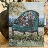 Goat in a chair whimsical canvas art print