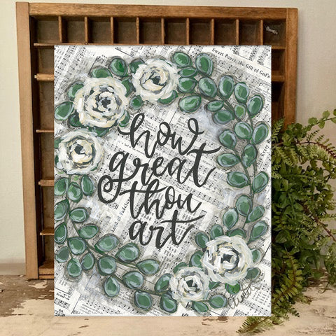 How Great Thou Art Sheet Music with Flowers Canvas Art Print