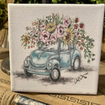 Beetle Bug canvas art, shelf sitter