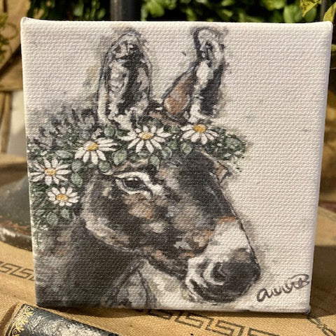 donkey canvas art block, shelf sitter