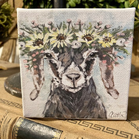 Goat canvas art block, shelf sitter