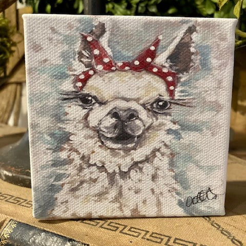 Shelf Sitter,  White Llama  canvas art print