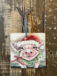 Christmas Pig ornament, stocking tag, Present tag