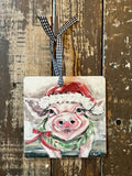 Christmas Pig ornament, stocking tag, Present tag