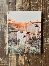 Load image into Gallery viewer, Texas Longhorn photography canvas art print, Western home decor
