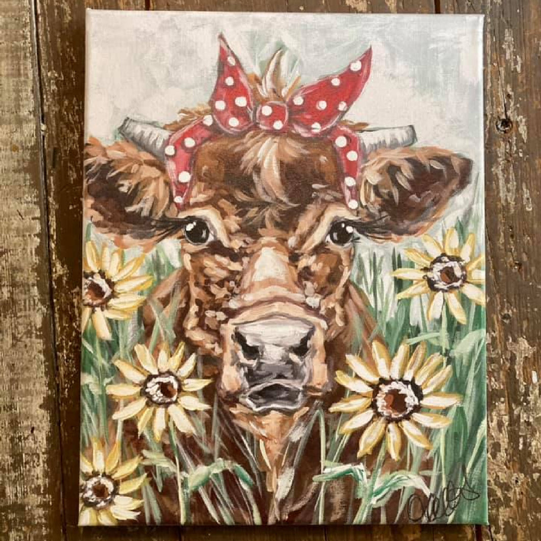 Brown and White Cow Print Mural